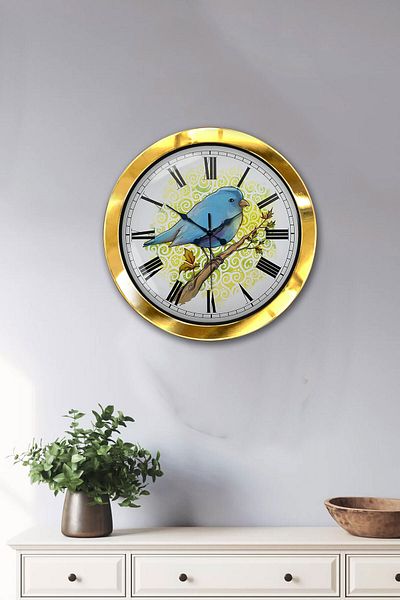 Kasva Concept Gift 36 cm Gold Metal Bird Wall Clock
