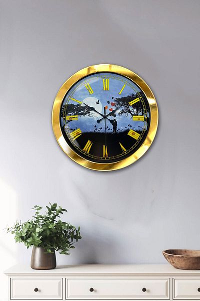 Kasva Concept Gift 36 cm Gold Metal Love Wall Clock