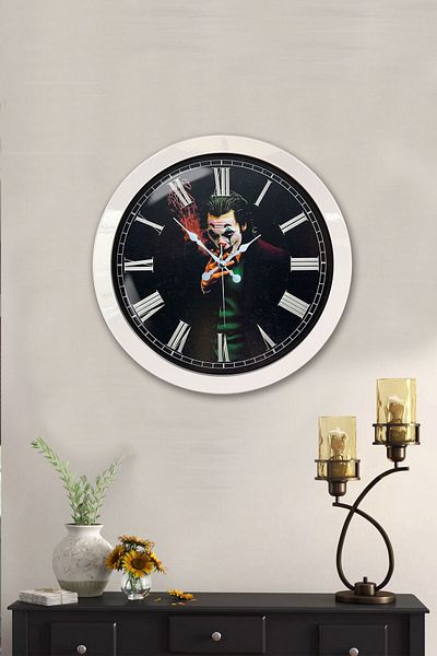 Kasva Concept Gift 36 cm White Metal Joker Wall Clock
