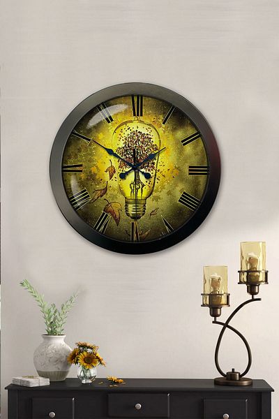 Kasva Concept Gift 36 cm Black Metal Bulb Wall Clock
