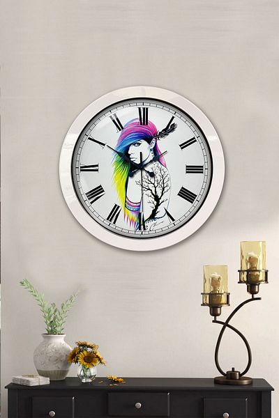 Kasva Concept Gift 36 cm White Metal Character Wall Clock