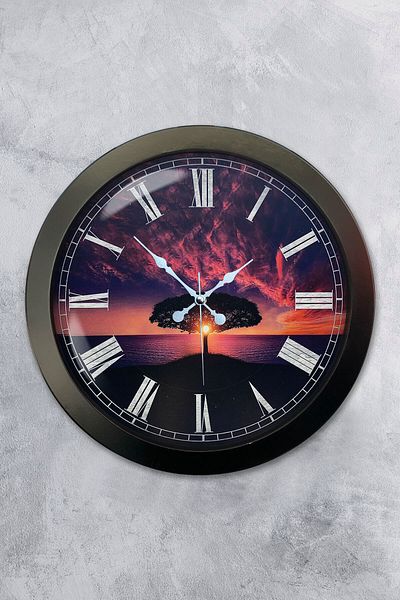 Kasva Concept Δώρο 36 εκ. Μαύρο Μεταλλικό Ρολόι Τοίχου Δέντρου