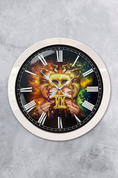 Kasva Concept Gift 36 cm Black Metal Gemini Wall Clock