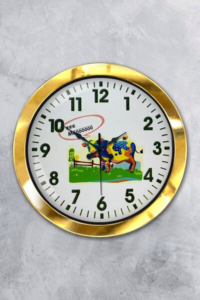 Platin Saat هدية ساعة حائط جزار معدنية ذهبية مقاس 36 سم