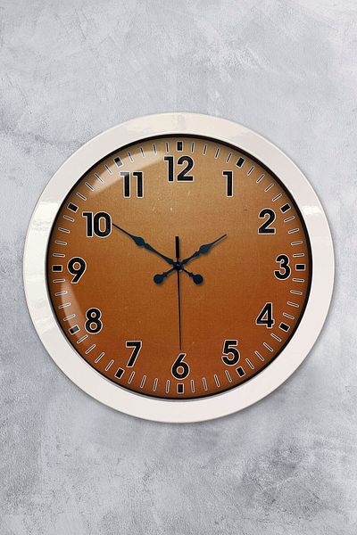 Kasva Concept Gift 36 cm White Metal Orange Wall Clock