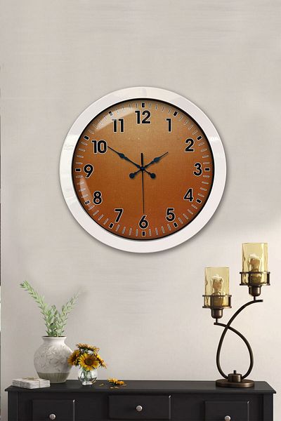 Kasva Concept Gift 36 cm White Metal Orange Wall Clock