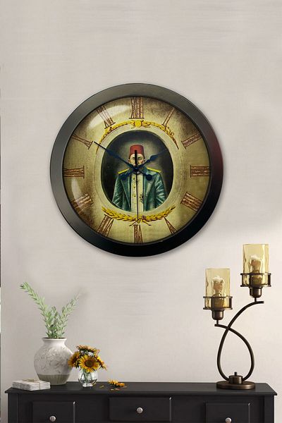 Kasva Concept 36 cm Black Metal Abdulhamid Khan Wall Clock