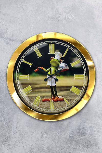 Kasva Concept Gift 36 cm Gold Metal Mr. Chef Kitchen Wall Clock