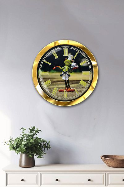 Kasva Concept Gift 36 cm Gold Metal Mr. Chef Kitchen Wall Clock