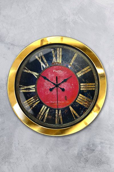 Kasva Concept Gift 36 cm Gold Metal Red-Black Wall Clock