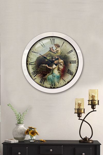 Kasva Concept 36 cm White Metal Woman Figure Wall Clock