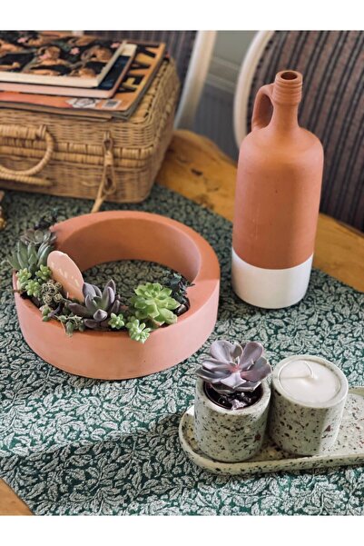 Daf's Atelier Toprak Yuvarlak Dekoratif Beton Saksı
