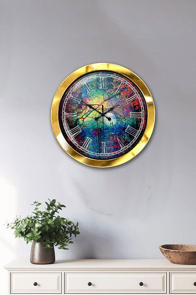 Kasva Concept Gift 36 cm Gold Metal Pattern Wall Clock