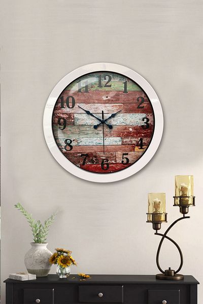 Kasva Concept Gift 36 cm White Metal Log Wall Clock