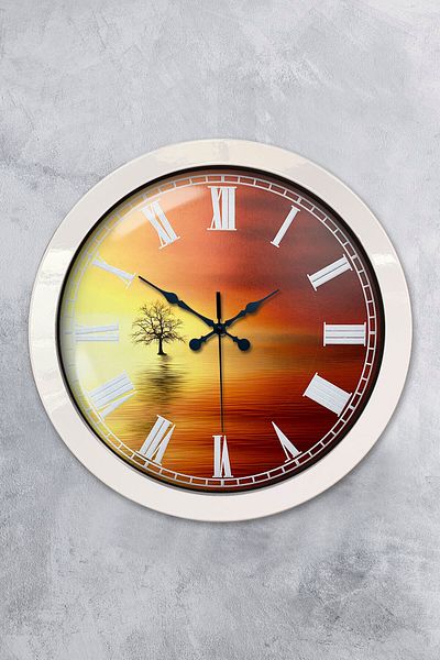 Kasva Concept 36 cm White Metal Sunset Wall Clock