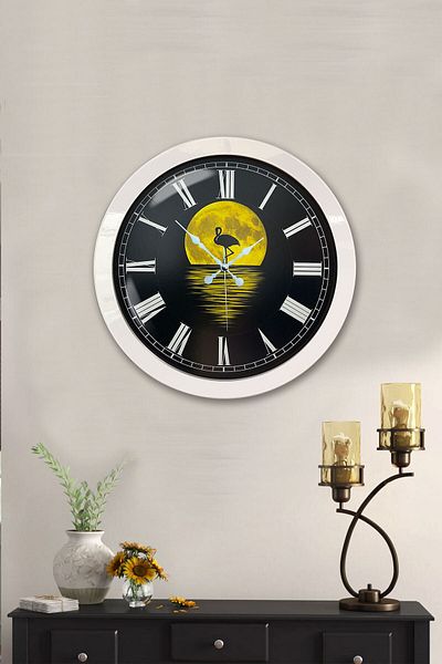 Kasva Concept Gift 36 cm White Metal Night Wall Clock