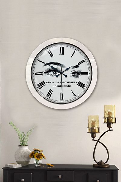 Kasva Concept 36 cm White Metal Beauty Salon Wall Clock