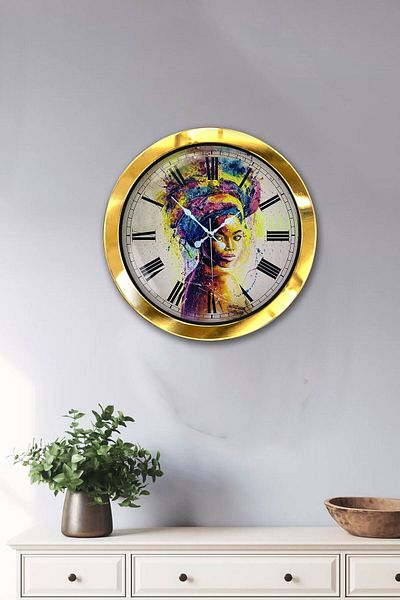 Kasva Concept Gift 36 cm Gold Metal African Wall Clock