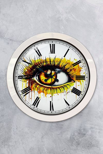 Kasva Concept Cadou 36 Cm Ceas de Perete Ochi Metal Alb