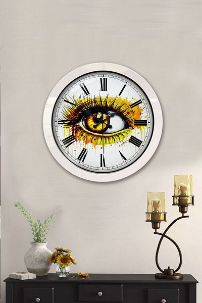 Kasva Concept Cadou 36 Cm Ceas de Perete Ochi Metal Alb