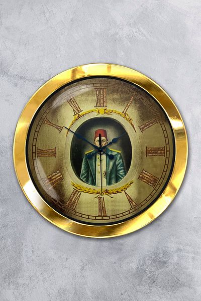 Kasva Concept Gift 36 Cm Gold Metal Abdulhamid Khan Wall Clock
