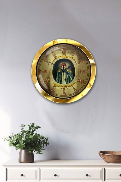 Kasva Concept Gift 36 Cm Gold Metal Abdulhamid Khan Wall Clock