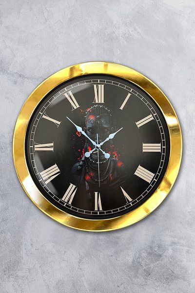 Kasva Concept 36 Cm Gold Metal African Girl Wall Clock