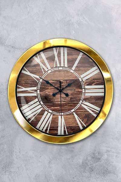 Kasva Concept 36 cm Gold Metal Wood Look Wall Clock
