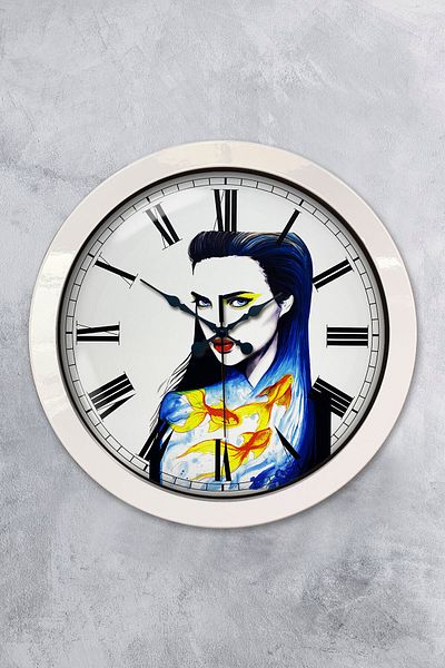 Kasva Concept Gift 36 cm White Metal Figure Wall Clock