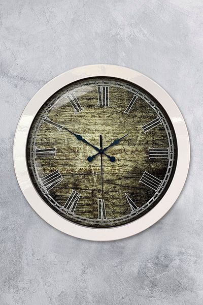Kasva Concept Ceas de perete roman antic din metal alb de 36 cm