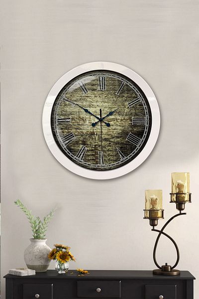 Kasva Concept Ceas de perete roman antic din metal alb de 36 cm