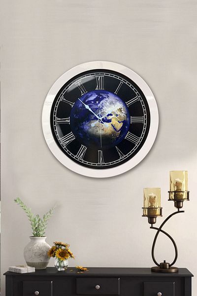 Kasva Concept Cadou 36 Cm Ceas de Perete Metal Alb Lume