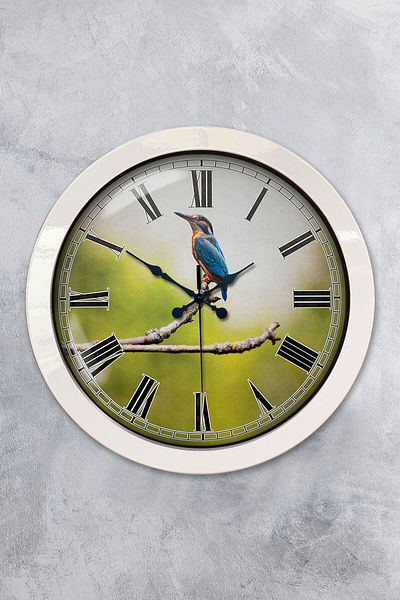 Kasva Concept 36 cm White Metal Bird Wall Clock on Branch