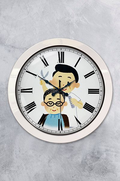 Kasva Concept Gift 36 cm White Metal Barber Wall Clock