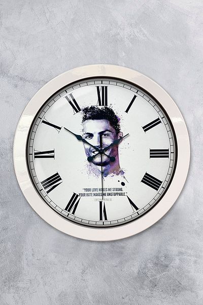 Kasva Concept Gift 36 cm White Metal Cristiano Ronaldo Wall Clock