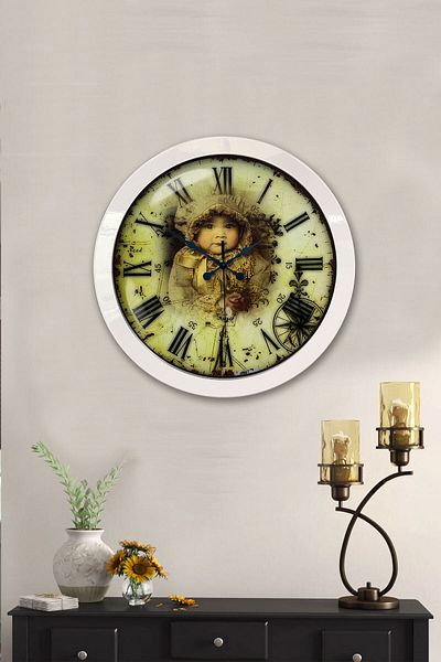 Kasva Concept Gift 36 cm White Metal Baby Wall Clock