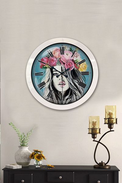 Kasva Concept Gift 36 cm White Metal Decorative Wall Clock