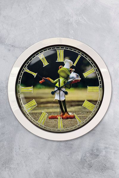 Kasva Concept Gift 36 cm White Metal Mr. Chef Kitchen Wall Clock