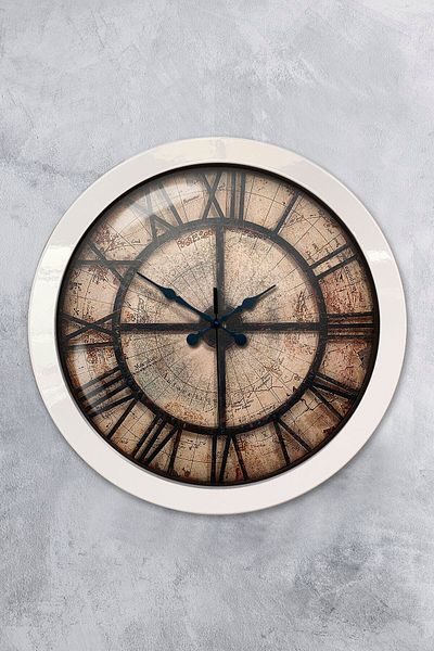 Kasva Concept Gift 36 Cm White Metal Antique Wall Clock