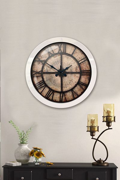 Kasva Concept Gift 36 Cm White Metal Antique Wall Clock