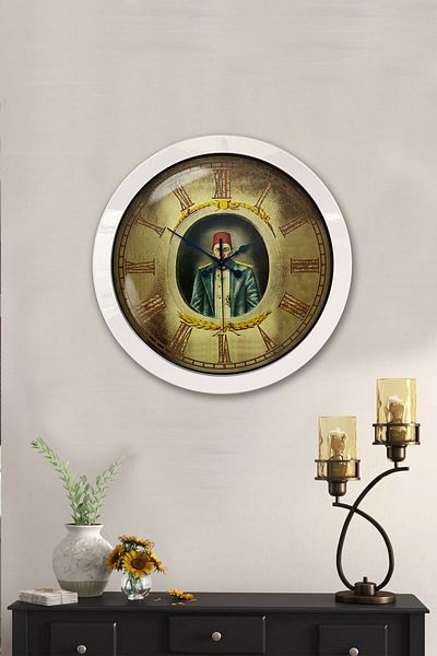 Kasva Concept 36 cm White Metal Abdulhamid Khan Wall Clock