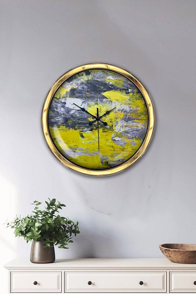 Kasva Concept Gift 40 cm Gold Metal Yellow Wall Clock