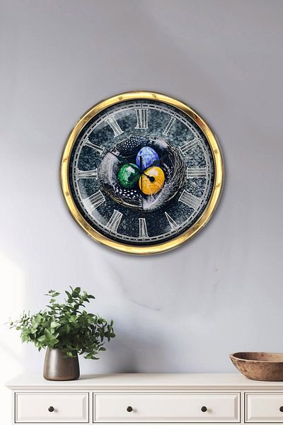 Kasva Concept Gift 40 cm Gold Metal Egg Wall Clock