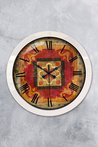 Kasva Concept Gift 36 cm White Metal Wooden Wall Clock