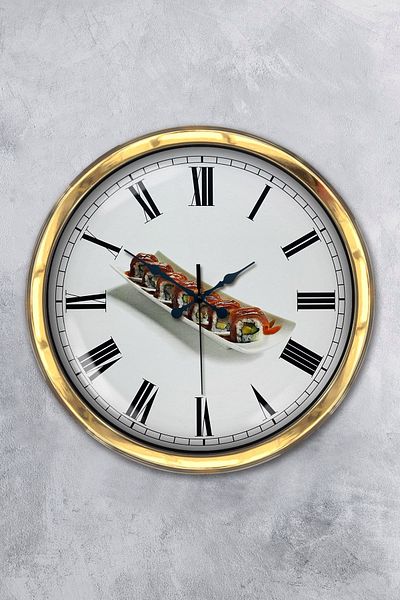 Kasva Concept Gift 40 cm Gold Metal Sushi Wall Clock