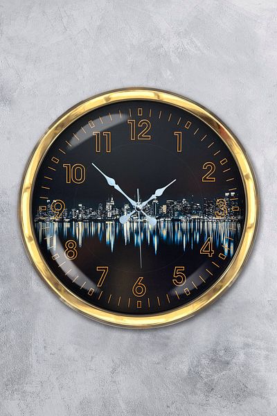 Kasva Concept Gift 40 cm Gold Metal Reflection Wall Clock