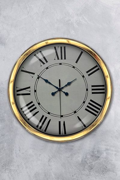 Kasva Concept Gift 40 cm Gold Metal Roman Numbered Wall Clock