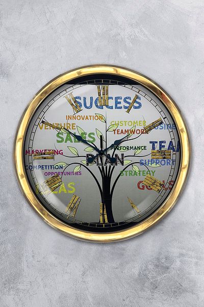 Kasva Concept Gift 40 cm Gold Metal Success Wall Clock