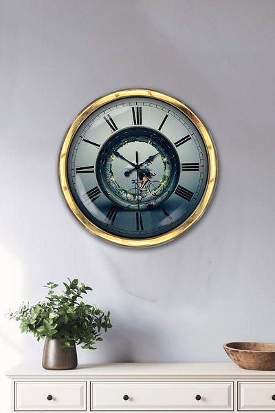 Kasva Concept Gift 40 cm Gold Metal Racer Wall Clock