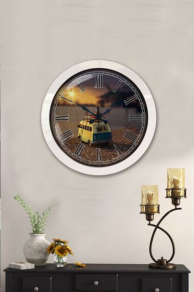 Kasva Concept Gift 36 cm White Metal Seaside Wall Clock